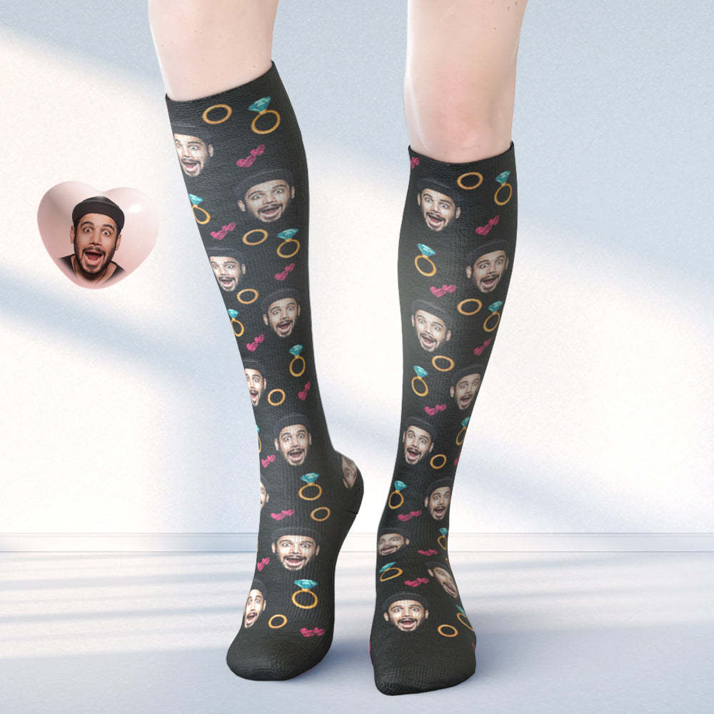 Custom Face Knee High Socks Personalised Photo Socks Gifs For Wedding