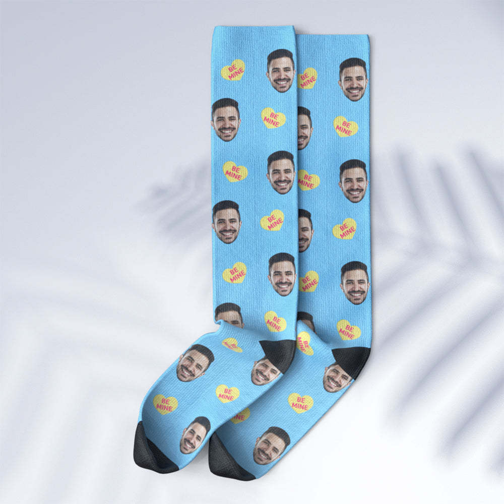 Custom Face Knee High Socks Personalised Photo Socks Be Mine