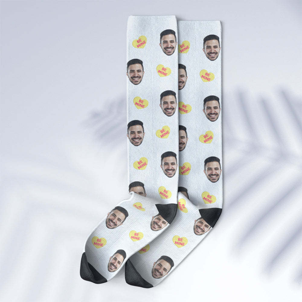 Custom Face Knee High Socks Personalised Photo Socks Be Mine