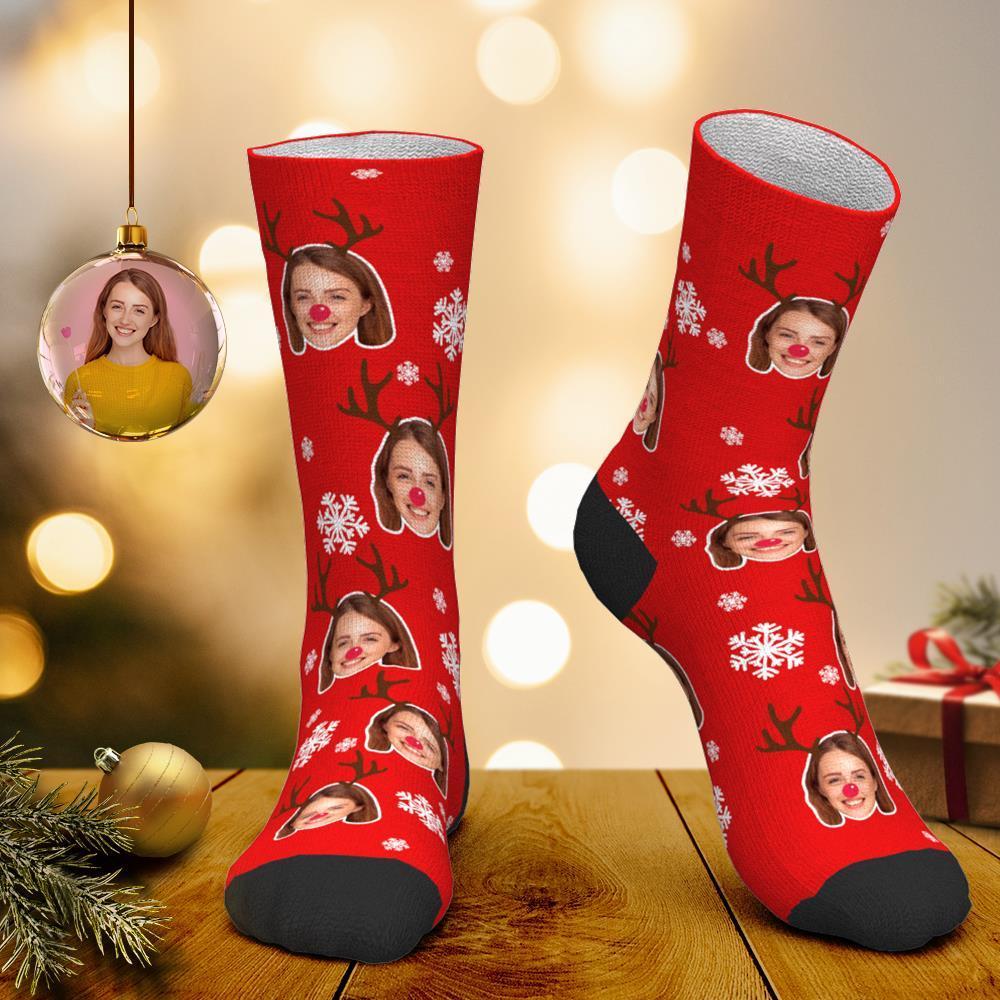 Custom Cute Antler Socks Christmas Gifts - MyPhotoBoxerUk