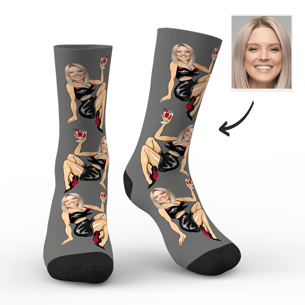 Christmas Gifts Men's Custom Face on Sexy Girl Body Socks - MyPhotoBoxerUk
