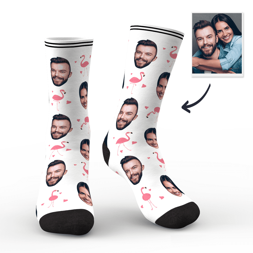 Custom Face Socks Personalized Photo Socks Gift For Family - Flamant - MyPhotoBoxerUk