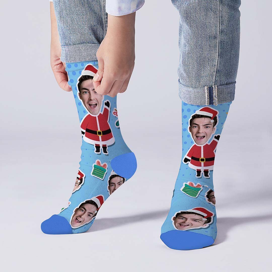Christmas Custom Socks Face On Santa Claus Women Body - MyPhotoBoxerUk