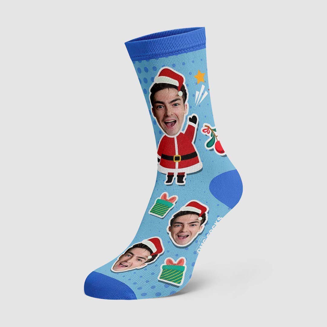 Christmas Custom Socks Face On Santa Claus Women Body - MyPhotoBoxerUk