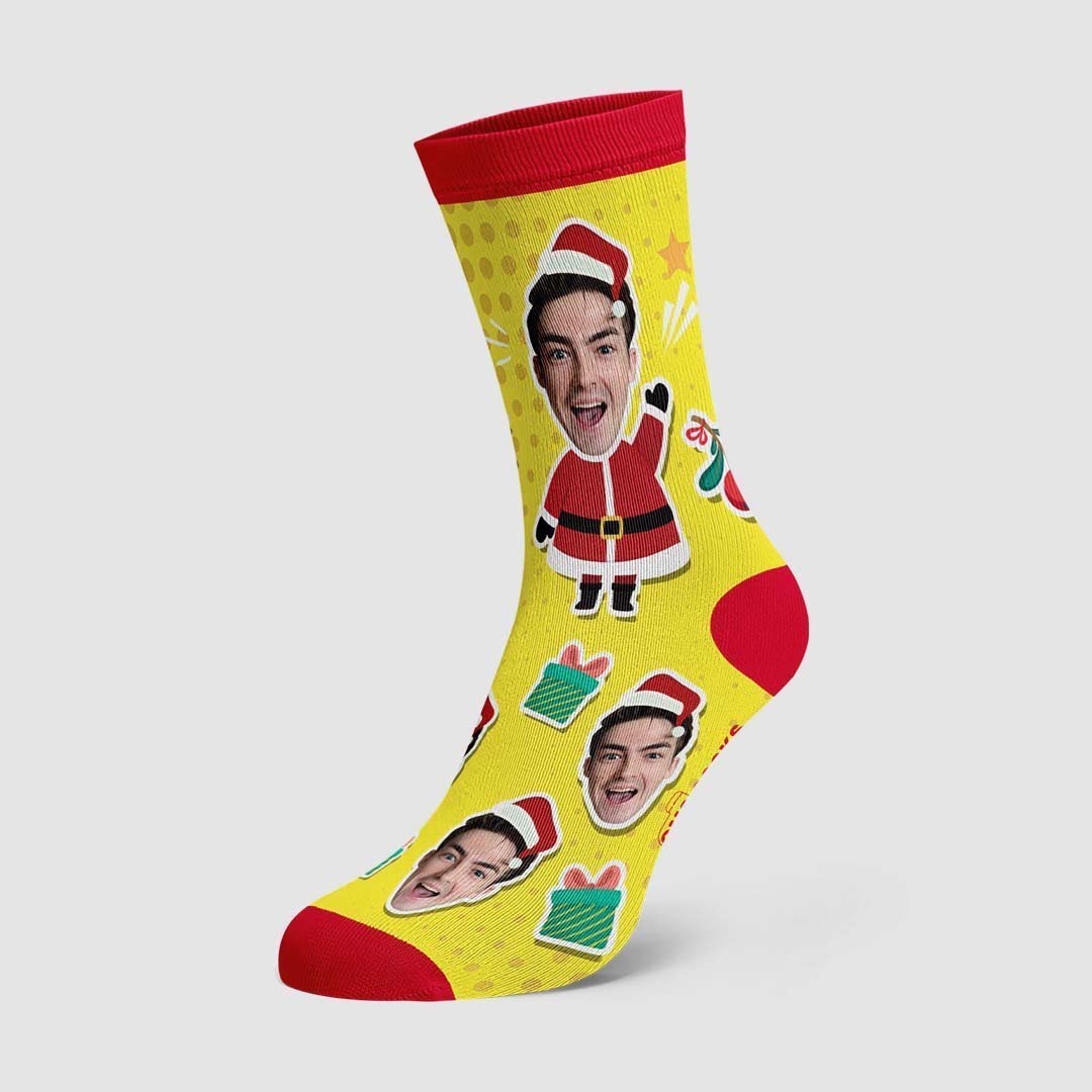 Christmas Custom Socks Face On Santa Claus Body - MyPhotoBoxerUk