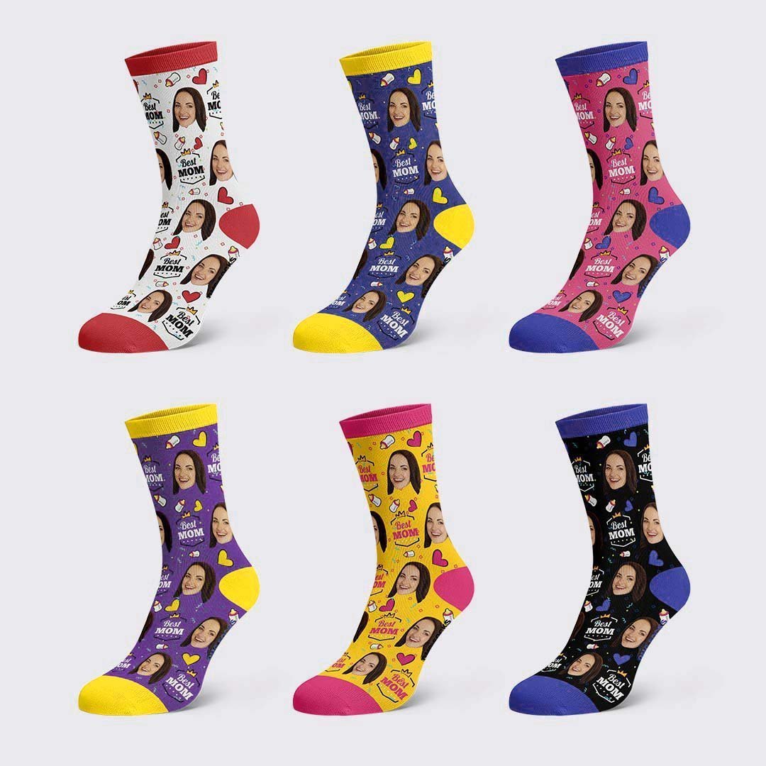 Mother's Day Gift - Best Mom Custom  Face Socks - MyPhotoBoxerUk
