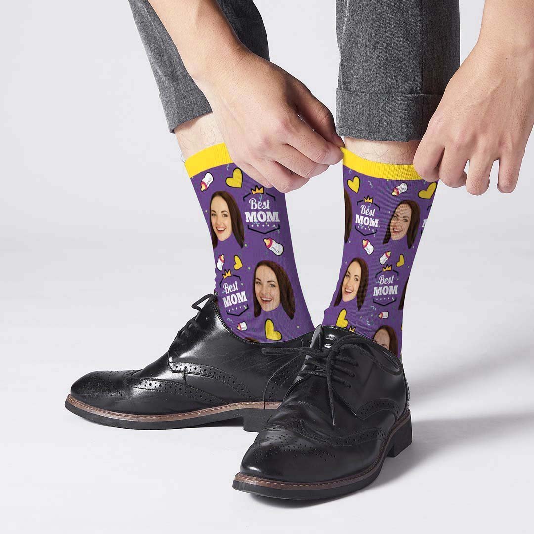 Mother's Day Gift - Best Mom Custom  Face Socks - MyPhotoBoxerUk