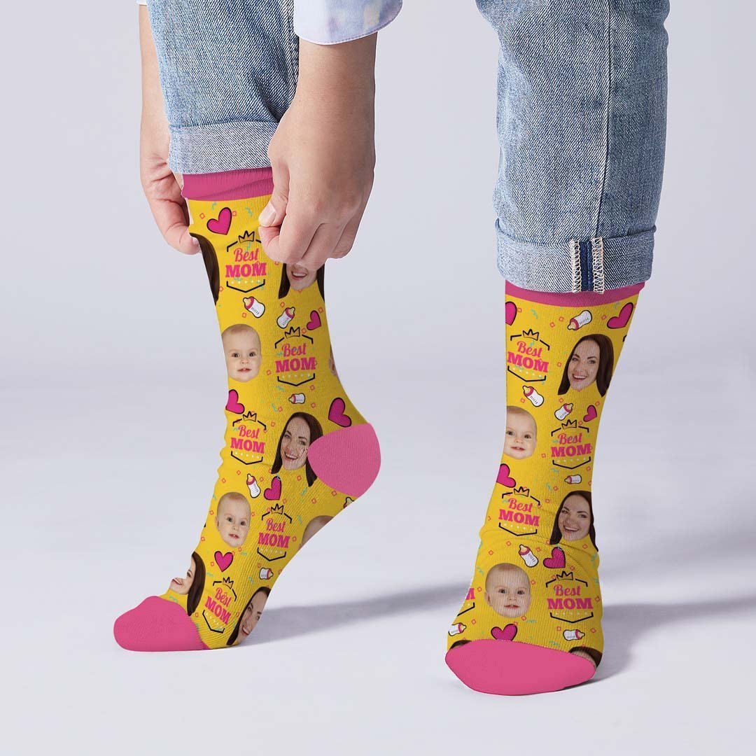 Mother's Day Gift - Best Mom Custom  Face Socks - MyPhotoBoxerUk