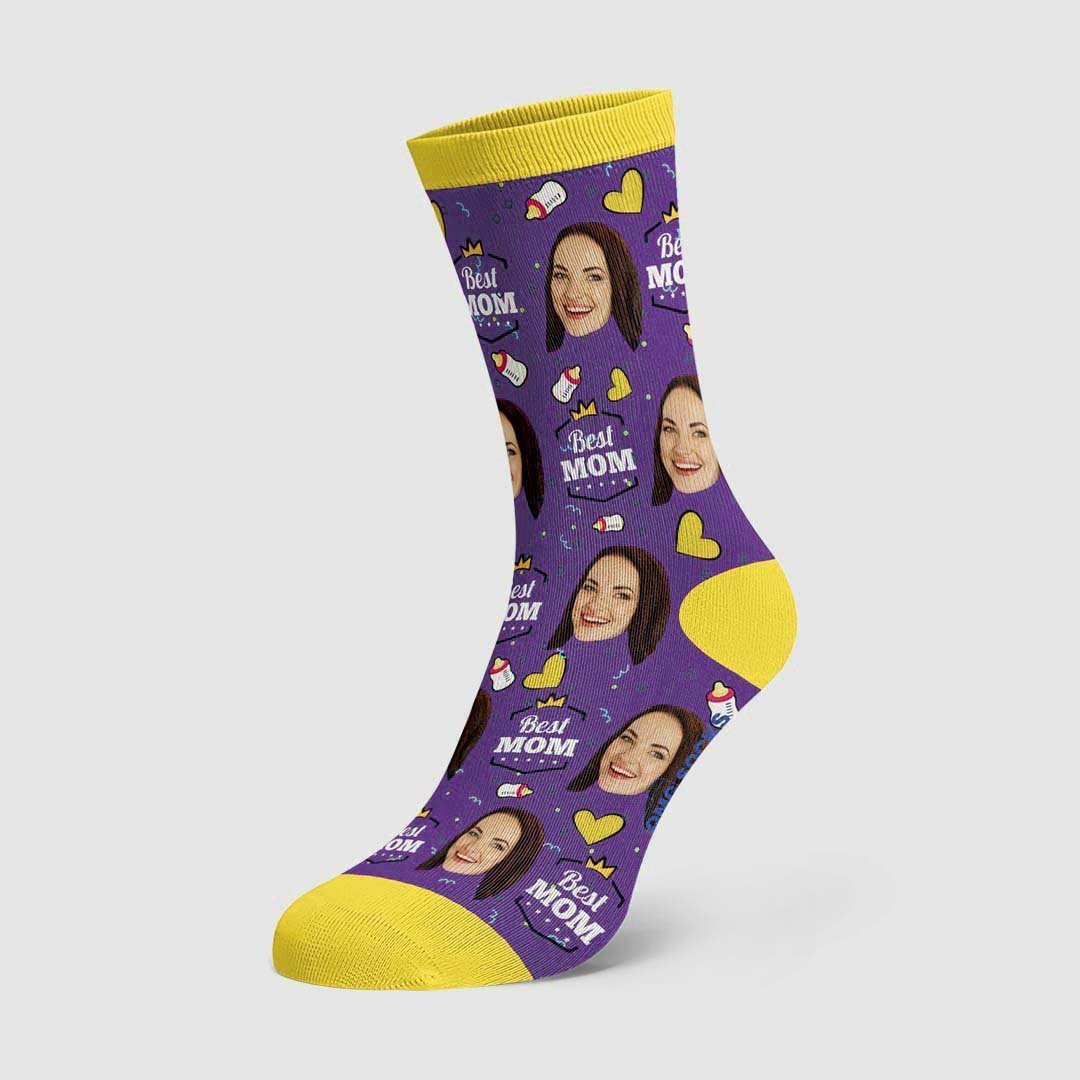 Mother's Day Gift - Best Mom Custom  Face Socks - MyPhotoBoxerUk