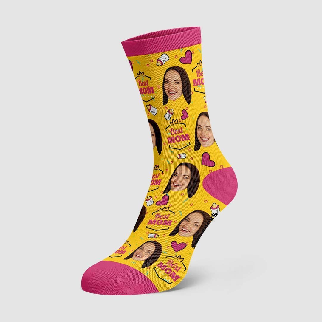 Mother's Day Gift - Best Mom Custom  Face Socks - MyPhotoBoxerUk