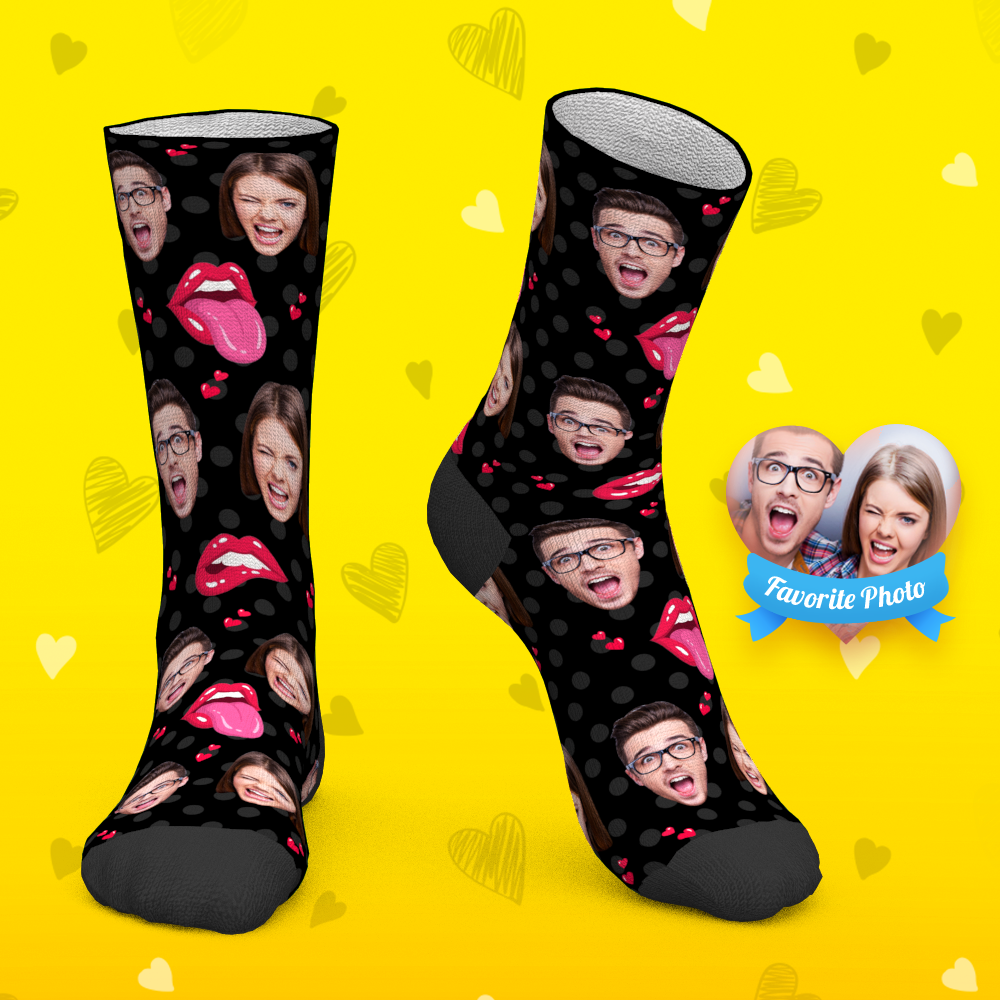 Custom Face Socks Tongue Kiss