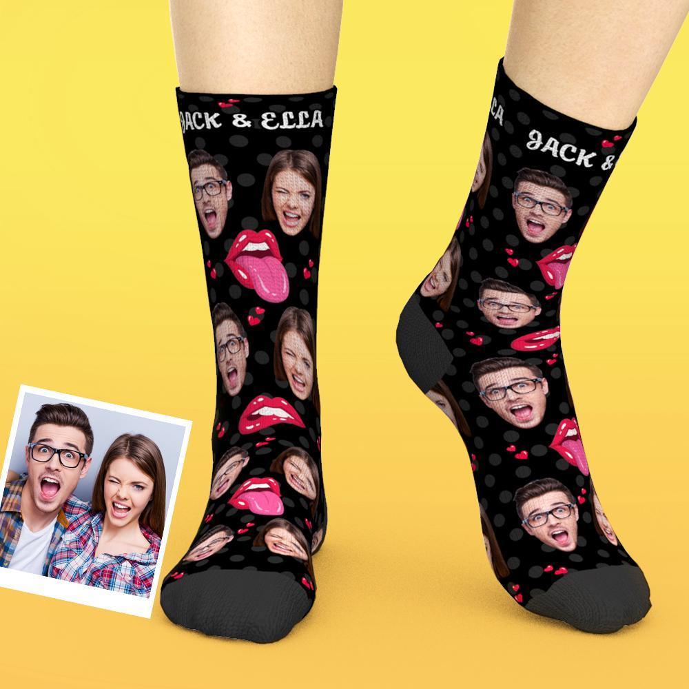 Custom Face Tongue Kiss Printed Valentines Socks