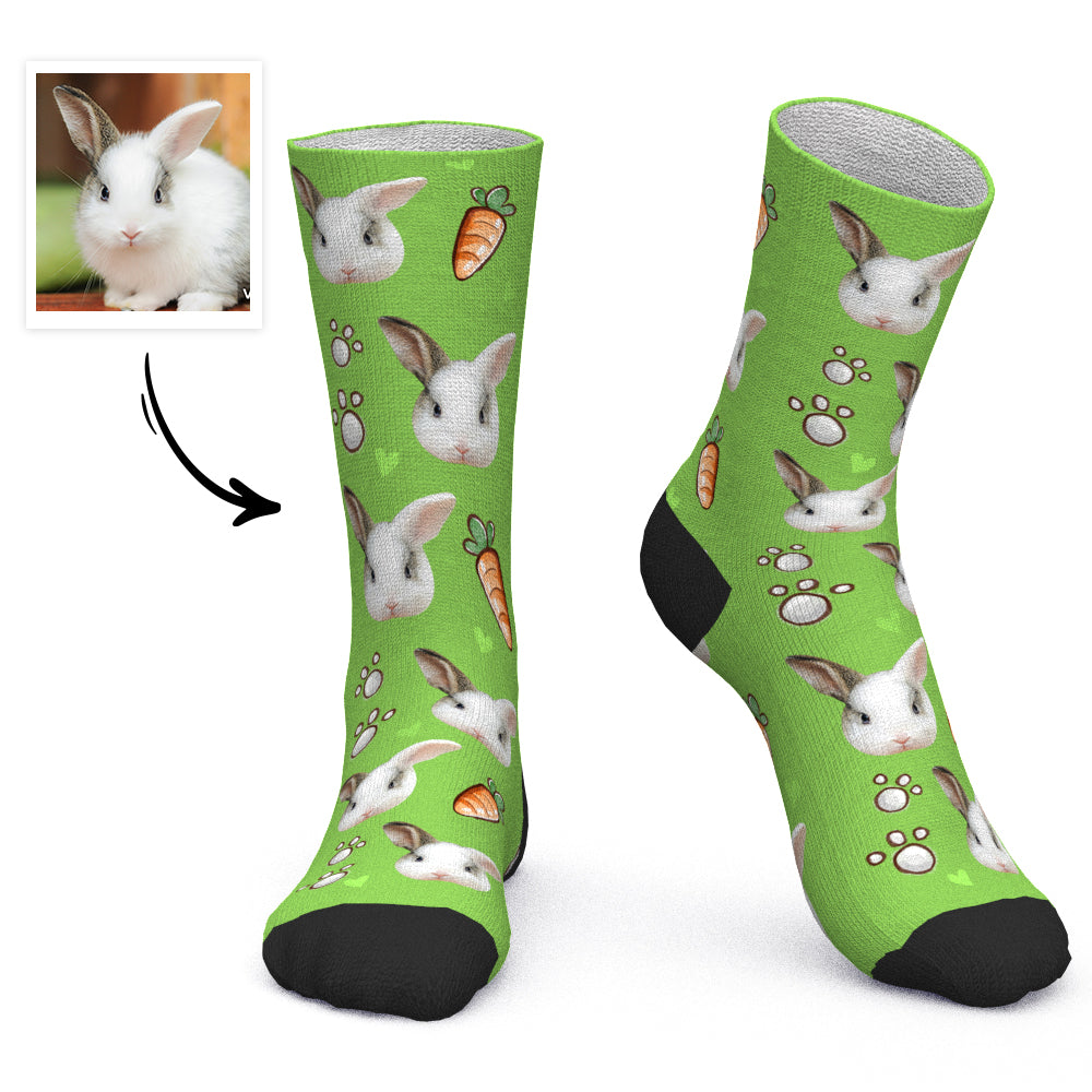 Custom Socks Face Socks Rabbit Carrot - MyPhotoBoxerUk