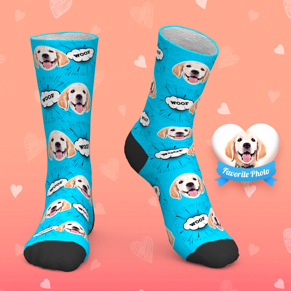 Custom Socks Personalized Face Socks Add Pictures And Name - Comic Style Dog - MyPhotoBoxerUk