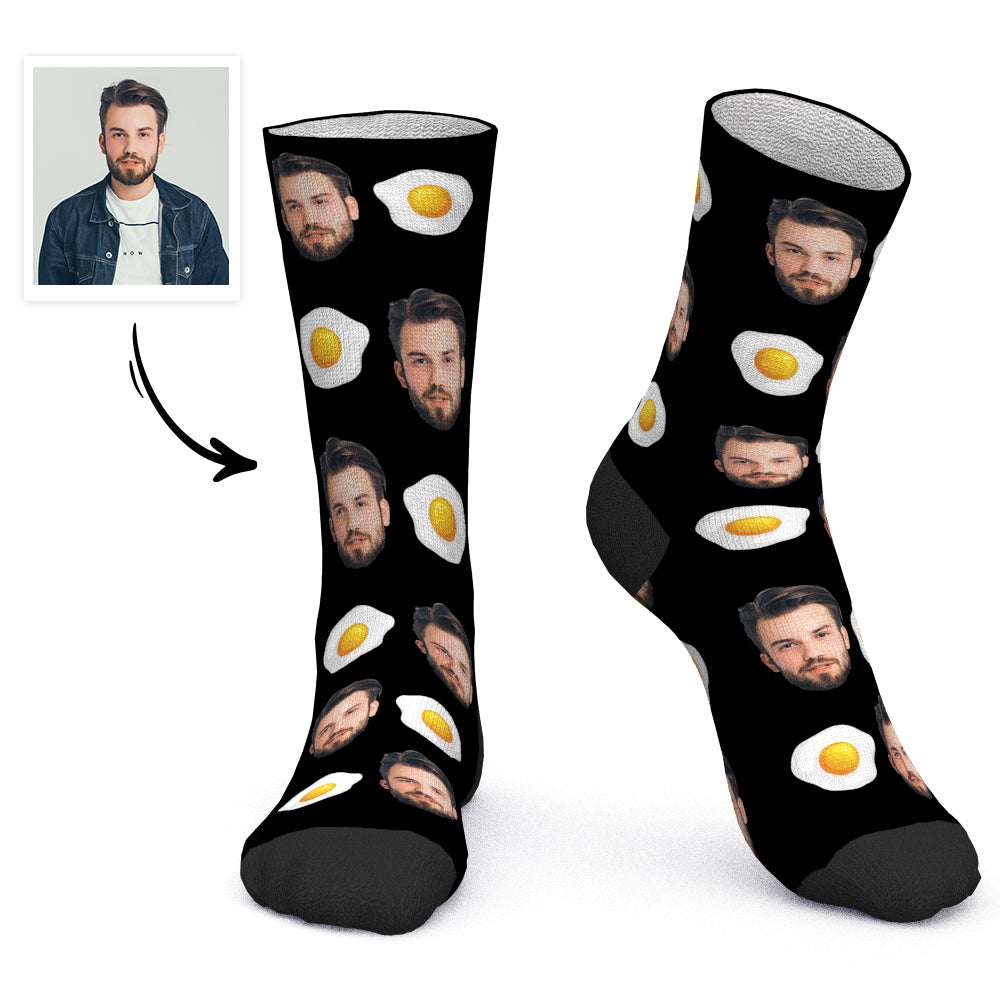 Custom Socks Face Socks Fried egg - MyPhotoBoxerUk