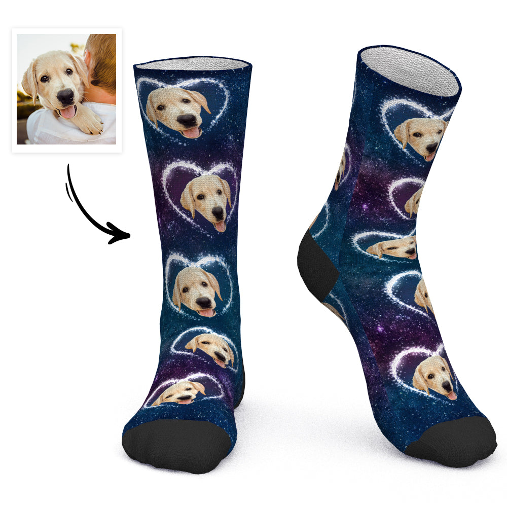 Custom Socks Face Socks Love Galaxy - MyPhotoBoxerUk