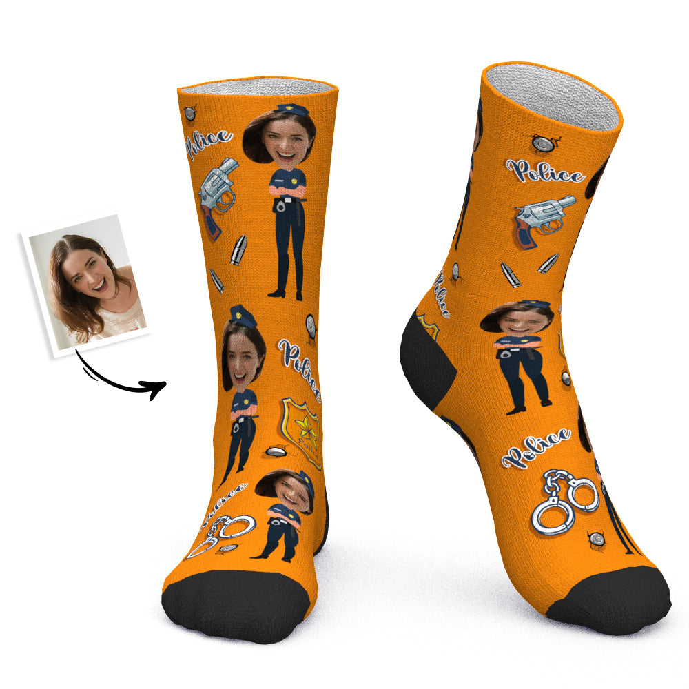 Custom Socks Personalized Photo Socks Police Socks - MyPhotoBoxerUk