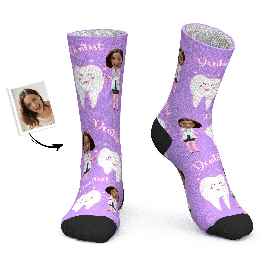 Custom Socks Personalized Photo Socks Dentist Socks - MyPhotoBoxerUk