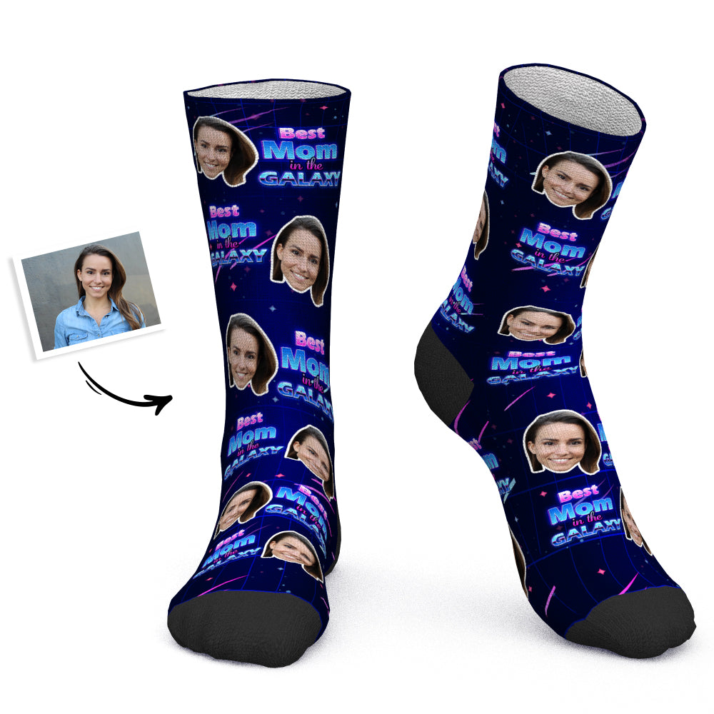 Mother's Day Gift - Custom Socks Personalized Photo Socks Best Mom in The Galaxy - MyPhotoBoxerUk