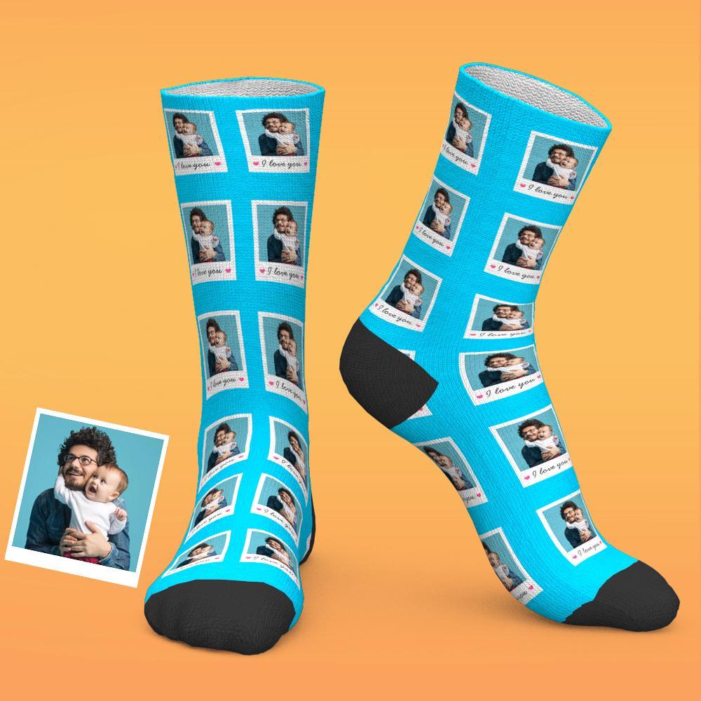 Custom I Love You Polaroid Socks - MyPhotoBoxerUk