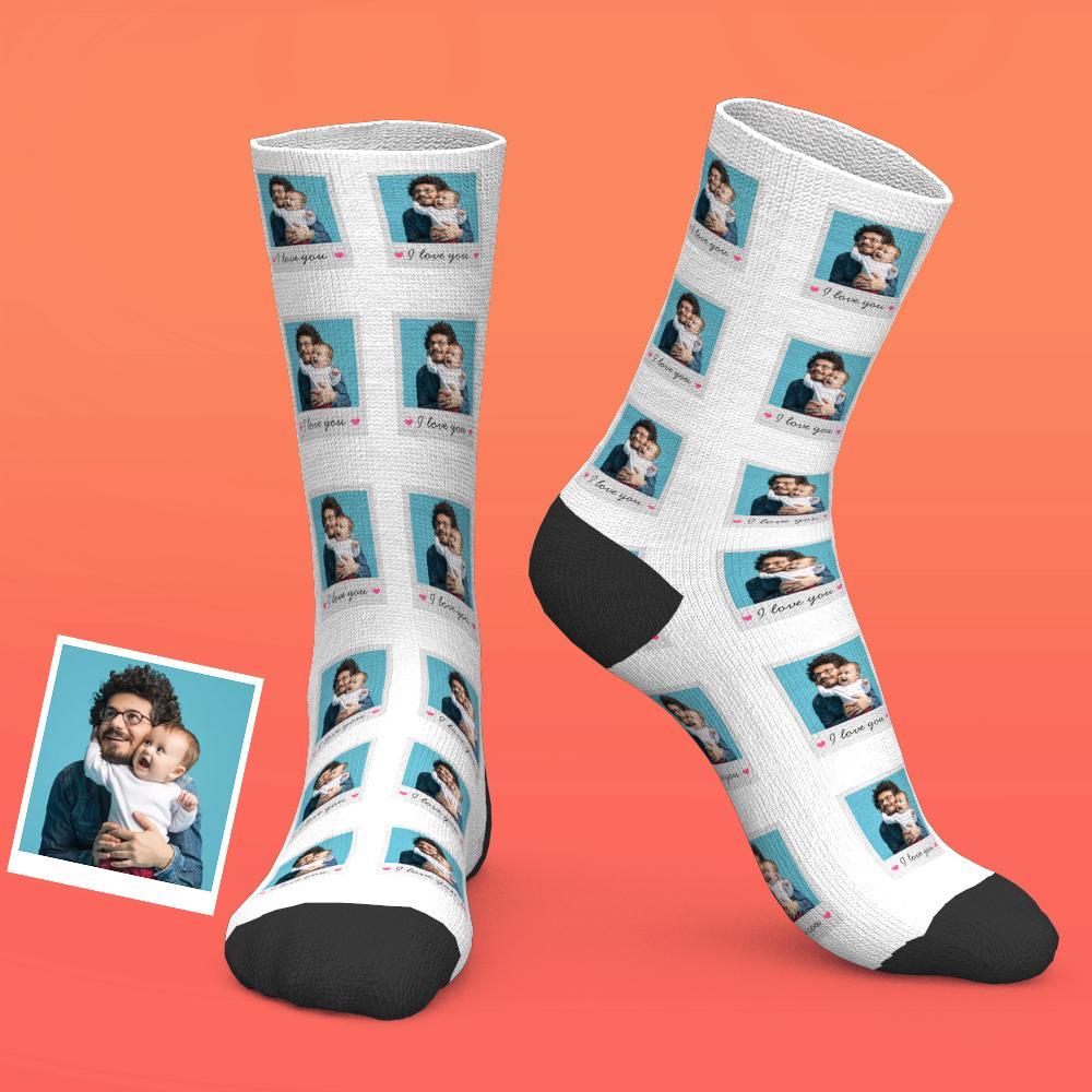 Custom I Love You Polaroid Socks - MyPhotoBoxerUk