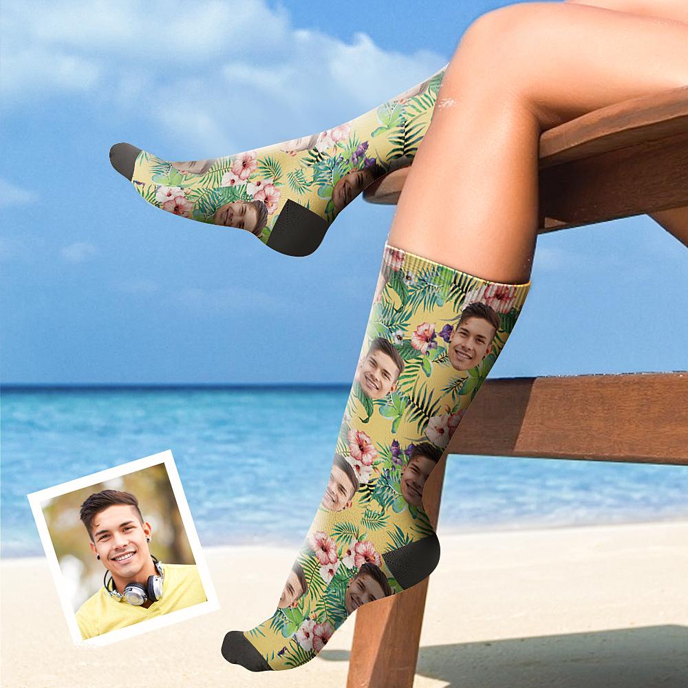 Custom Face On Socks Personalized Photo Socks Best Gifts Idea - Yellow - MyPhotoBoxerUk