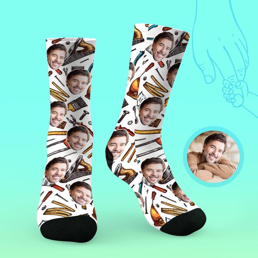 Custom Face On Socks Personalized Photo Socks Best Father's Gifts Idea - Mechanical tools - MyPhotoBoxerUk