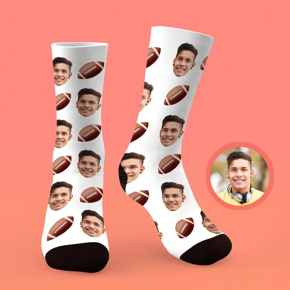 Custom Face On Socks Personalized Photo Socks Best Sports Fan's Gifts Idea - American football - MyPhotoBoxerUk