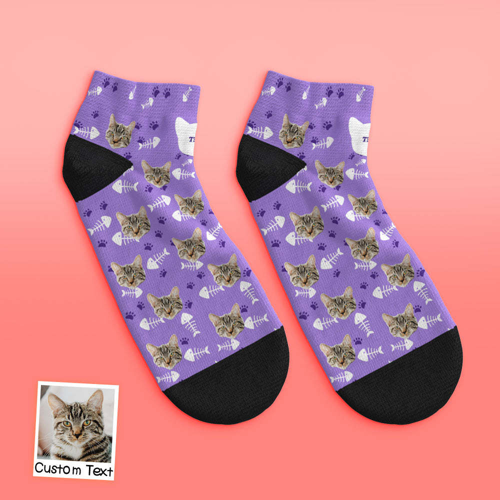 Custom Low Cut Ankle Face Socks Cat - MyPhotoBoxerUk