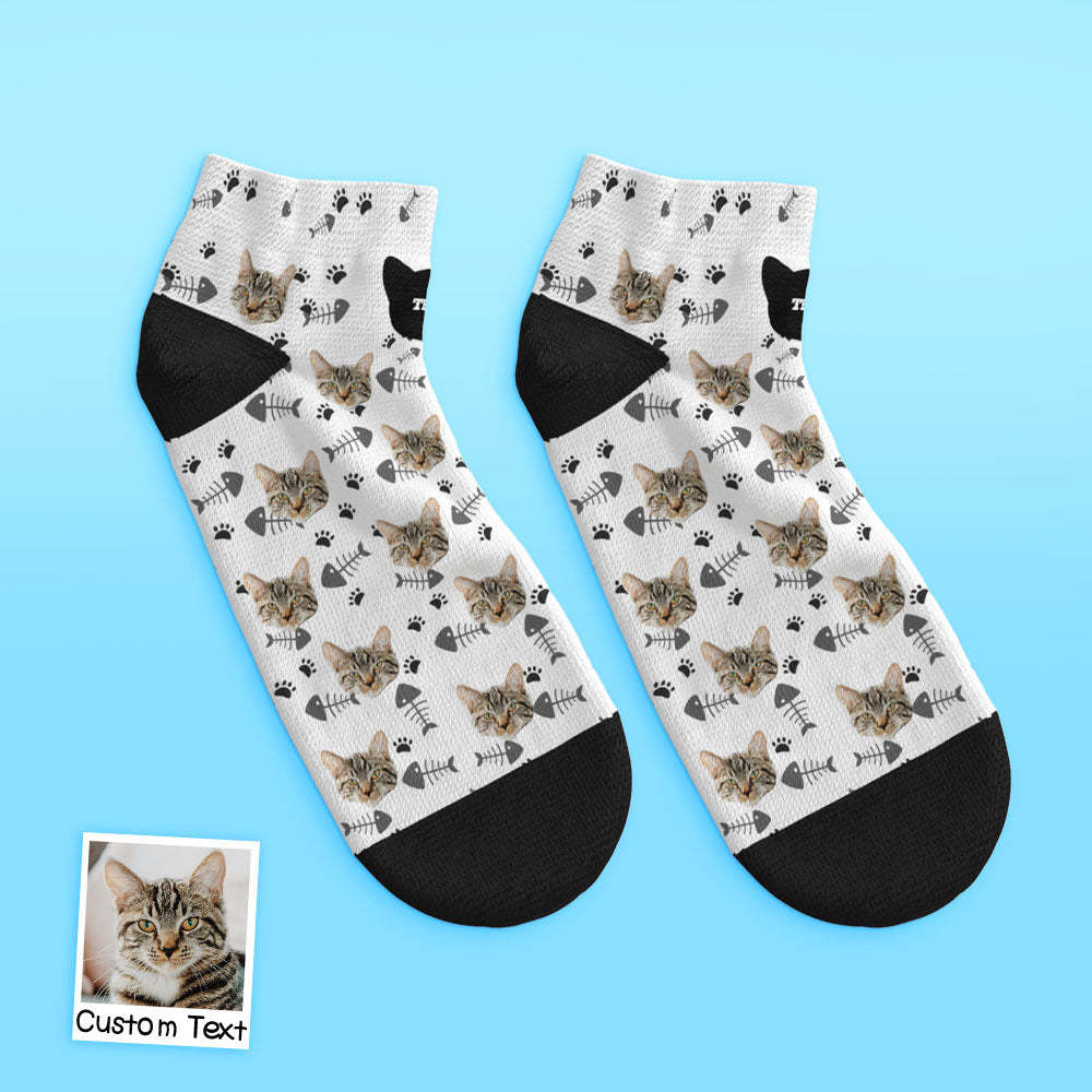 Custom Low Cut Ankle Face Socks Cat - MyPhotoBoxerUk