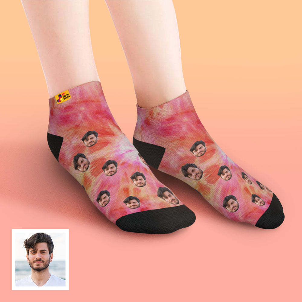 Custom Tie Dyed Style Breathable Face Socks Personalized Soft Socks Gifts - MyPhotoBoxerUk