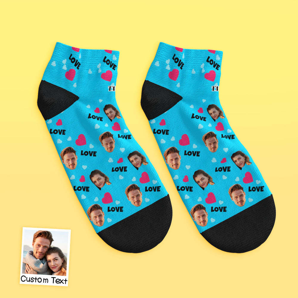Custom Low Cut Ankle Face Socks For Family - Love - MyPhotoBoxerUk