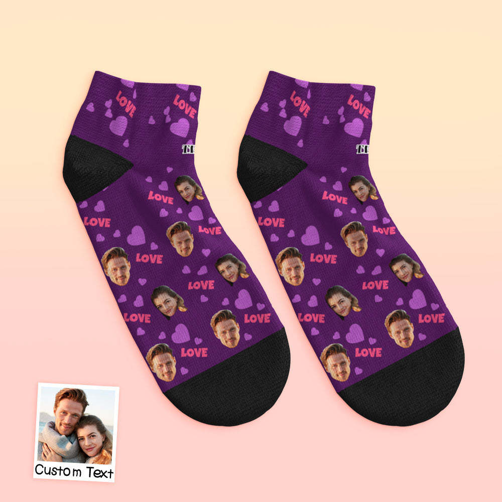 Custom Low Cut Ankle Face Socks For Family - Love - MyPhotoBoxerUk