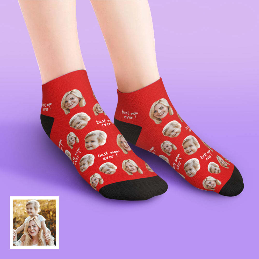 Custom Low Cut Ankle Face Socks For Mother Best Mom Ever - MyPhotoBoxerUk