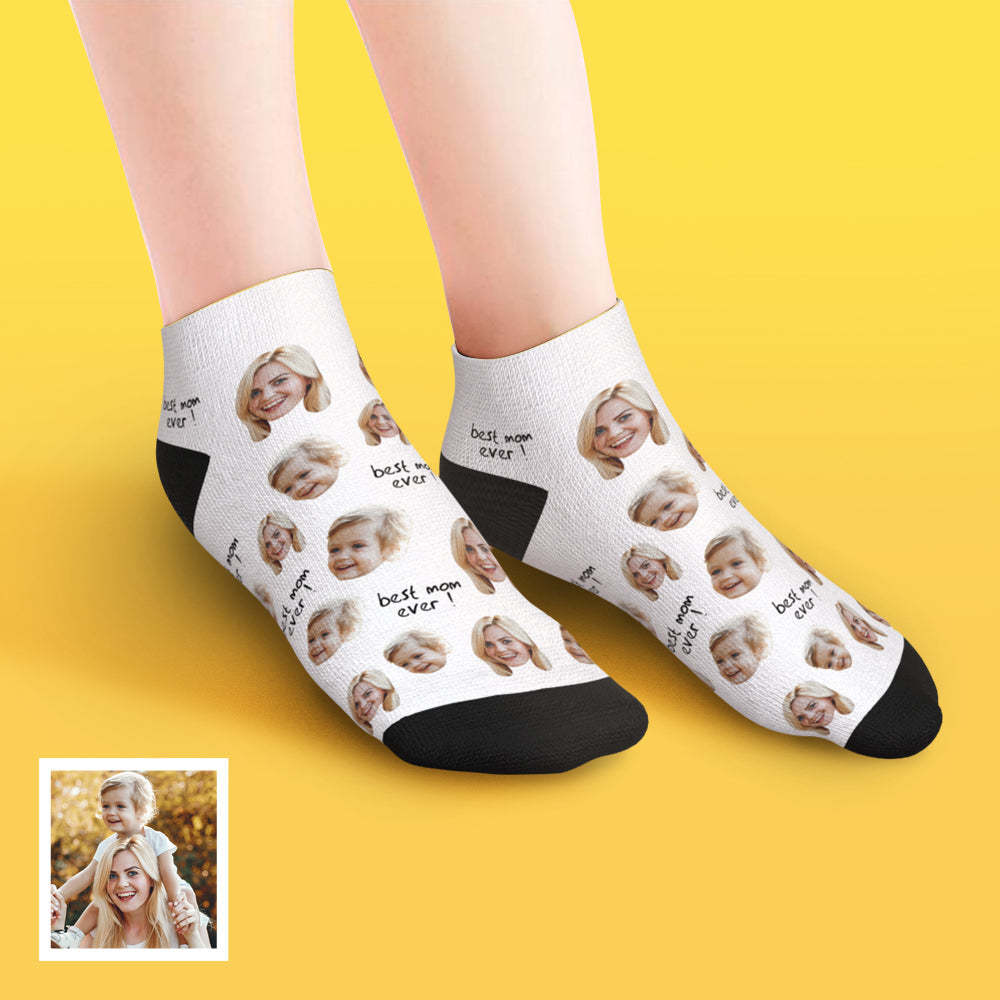 Custom Low Cut Ankle Face Socks For Mother Best Mom Ever - MyPhotoBoxerUk