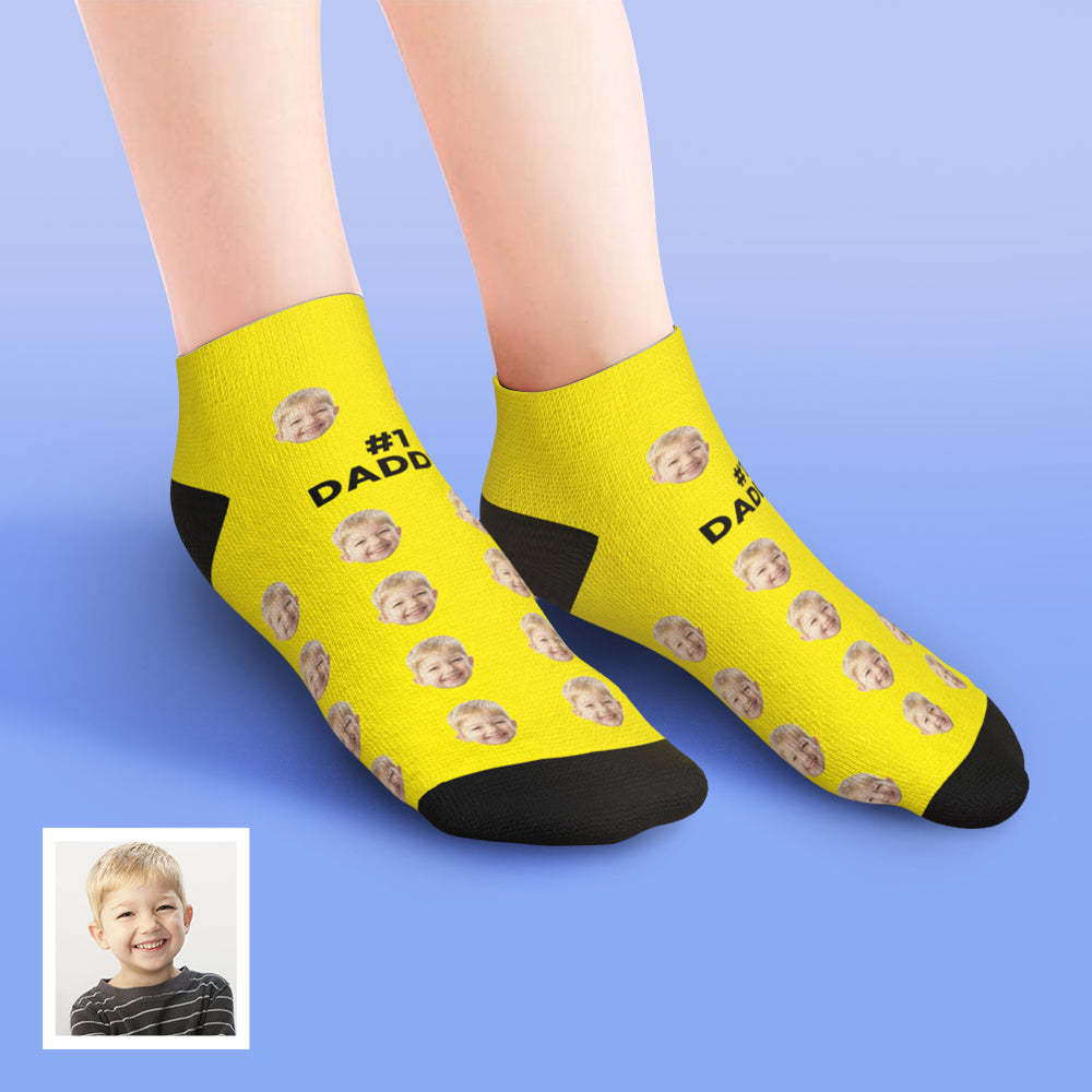 Custom Low Cut Ankle Face Socks For Dad #1 Daddy - MyPhotoBoxerUk