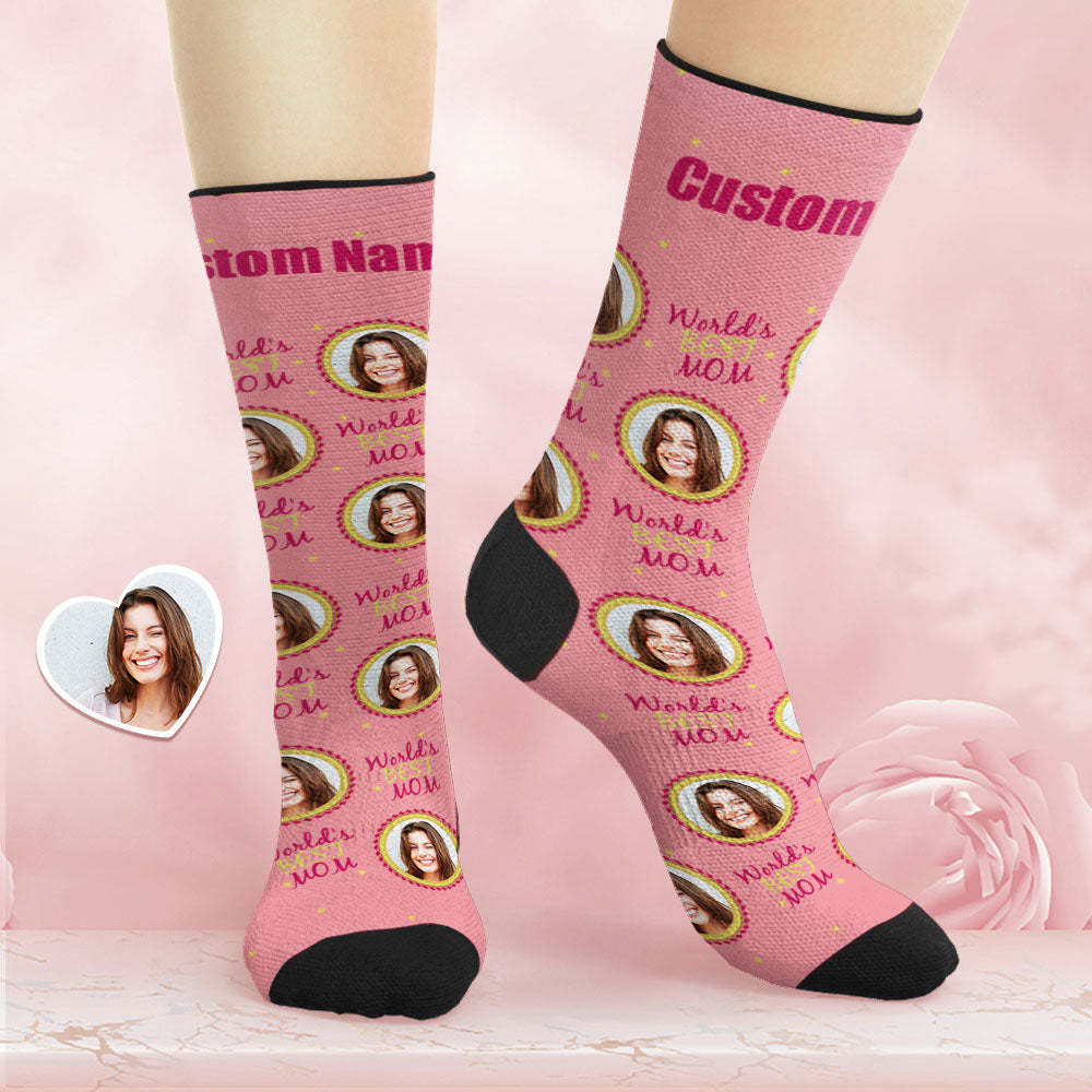 Custom Breathable Face Socks Personalised Soft Socks Mother's Day Gifts World's Best Mom - MyPhotoBoxerUk