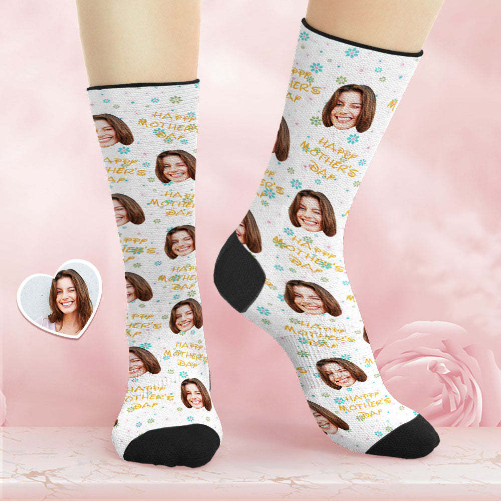 Custom Breathable Face Socks Personalised Soft Socks Gifts For Mom Happy Mother's Day - MyPhotoBoxerUk