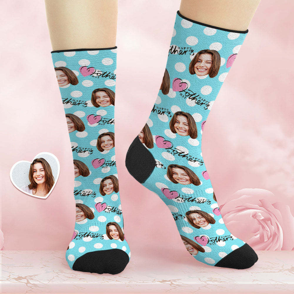Custom Breathable Face Socks Personalised Soft Spotty Socks Gifts For Mom Happy Mother's Day - MyPhotoBoxerUk