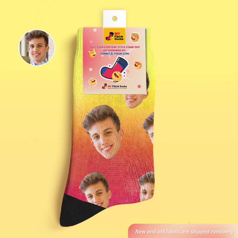 Custom Tie Dye Style Breathable Face Socks Personalized Soft Socks Gifts Multicolor - MyPhotoBoxerUk