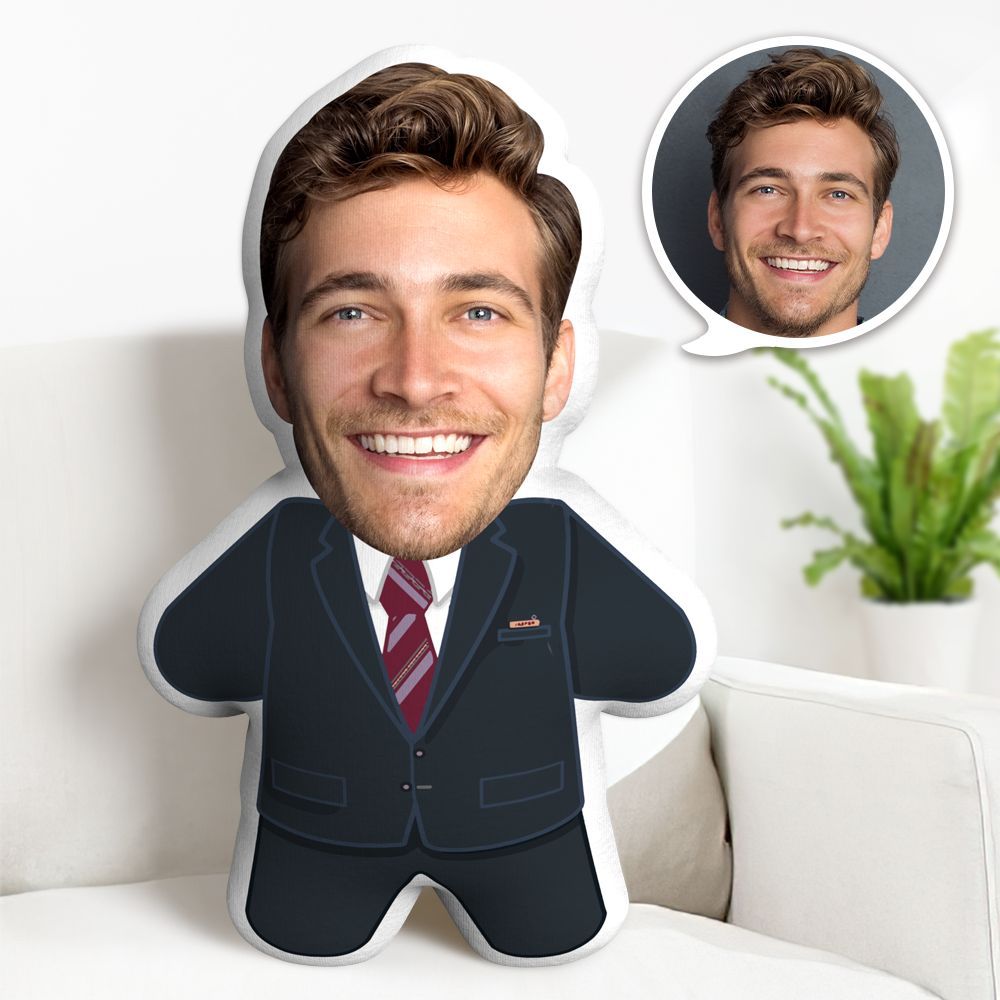 Custom Face Pillow Gentleman Minime Personalized Photo Minime Pillow Gifts - Get Photo Blanket