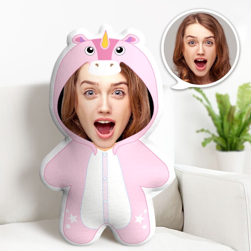 Unicorn Minime Throw Pillow Custom Face Pillow Cute Minime Pillow for Girl - Get Photo Blanket