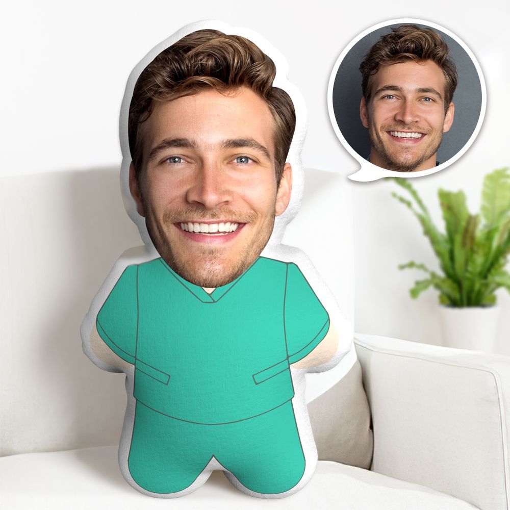 Surgeon Minime Throw Pillow Custom Face Pillow Personalized Minime Pillow for Doctor - Get Photo Blanket