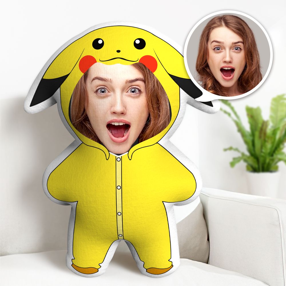 Pikachu Minime Throw Pillow Custom Face Pillow Personalized Pokemon Minime Pillow