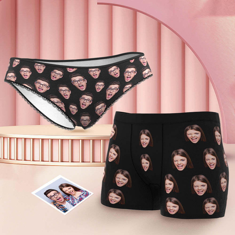 Custom Couple's Face Couple Matching Underwear Personalised Funny Underwear Gift for Lovers