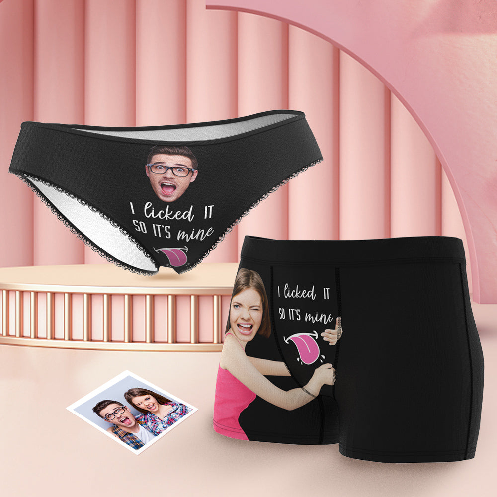 Custom Face Matching Underwear for Couples I Licked It Valentine's Day Gift