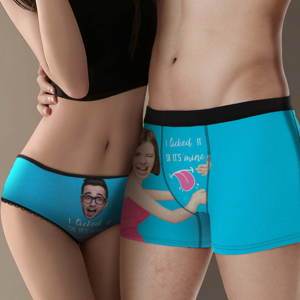 Custom Face Matching Underwear for Couples Multicolor I Licked It Valentine's Day Gift