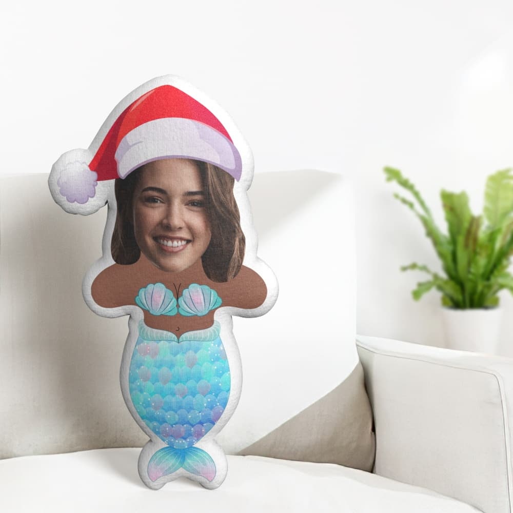 Christmas Gift Custom Mermaid Minime Throw Pillow Custom Mermaid Pillow Personalized Photo Minime Pillow - Get Photo Blanket