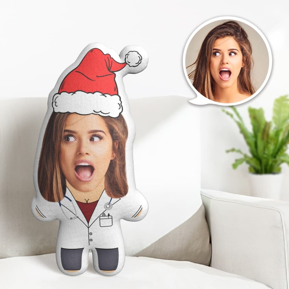 Christmas Gift Custom Female Doctor Minime Throw Pillow Custom Female Doctor Pillow Personalized Photo Minime Pillow - Get Photo Blanket