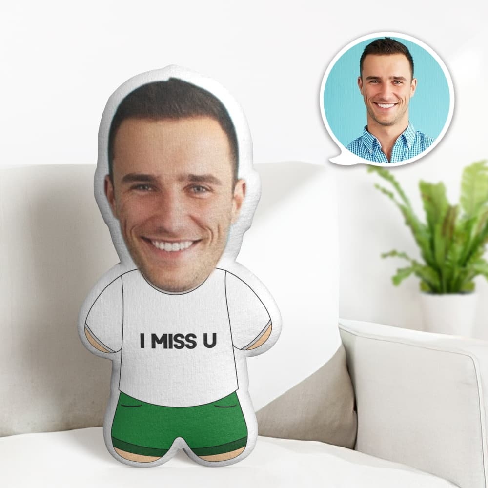 Cute Minime Throw Pillow Custom Face Gifts Personalized Photo Minime Pillow I Miss U - Get Photo Blanket